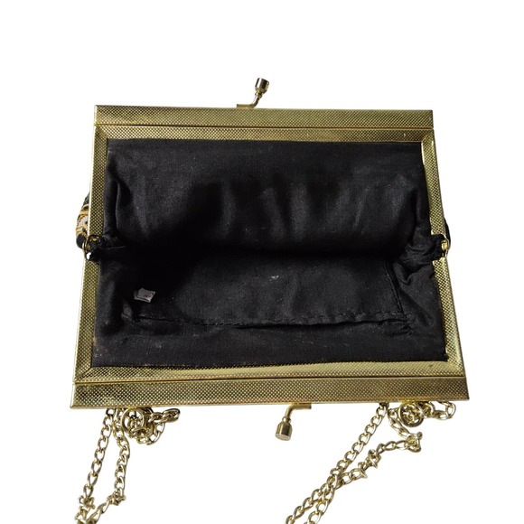 Vintage Floral Tapestry Handbag Gold Chain‎ Purse Evening Bag Made In China - Picture 6 of 10